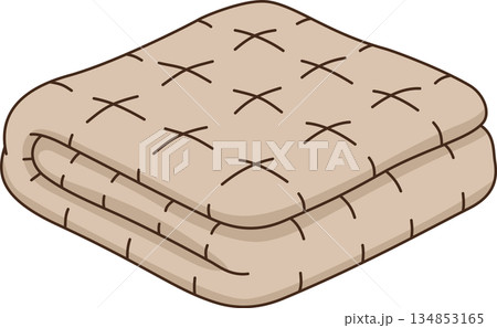 Cute Folded Quilted Blanket Illustration for Cozy Rest and Comfort Cute Folded Quilted Blanket Illustration for Cozy Rest and Comfort 134853165