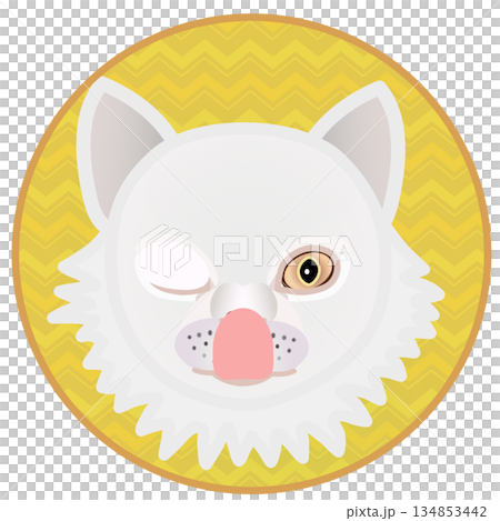 円形背景のついたペルシャ猫の顔のイラスト 円形背景のついたペルシャ猫の顔のイラスト 134853442