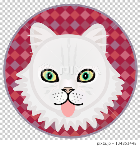 波斯貓臉部插圖，背景為圓形 134853448