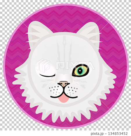 波斯貓臉部插圖,背景為圓形 波斯貓臉部插圖,背景為圓形 134853452