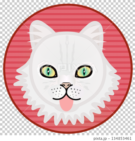 波斯貓臉部插圖，背景為圓形 134853461