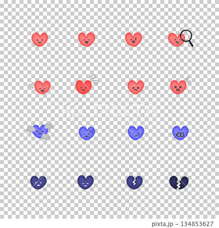 Heart icon set with various expressions (color) Heart icon set with various expressions (color) 134853627