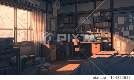 レトロな寝室 134853682