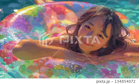 カラフルなビキニの女性 134854072