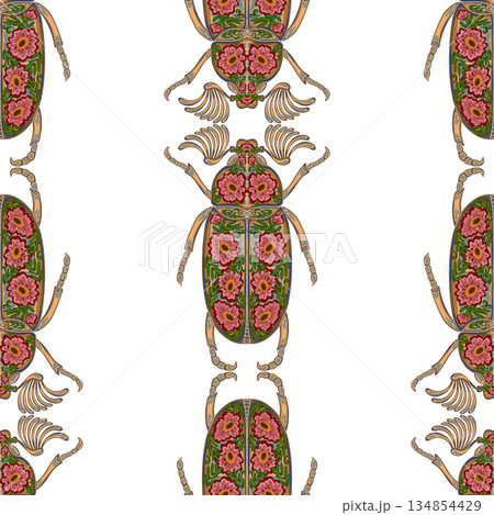 seamless pattern with hand drawn dragonflies 134854429