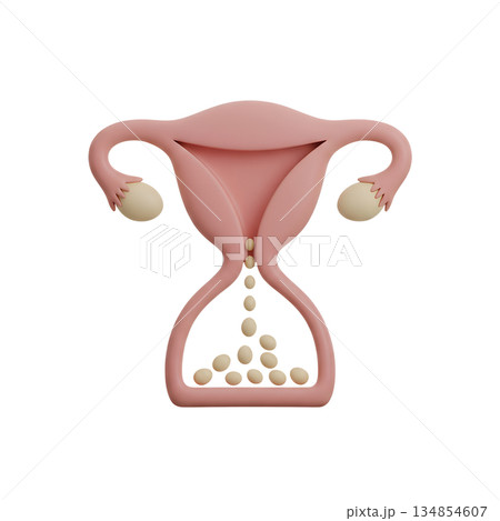 3d conceptual art piece of a woman's biological clock depicted as uterus hourglass with ovaries, symbolizing fertility and time 3d conceptual art piece of a woman's biological clock depicted as uterus hourglass with ovaries, symbolizing fertility and time 134854607