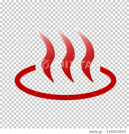 溫泉標誌漸層圖示（紅色） 134855034