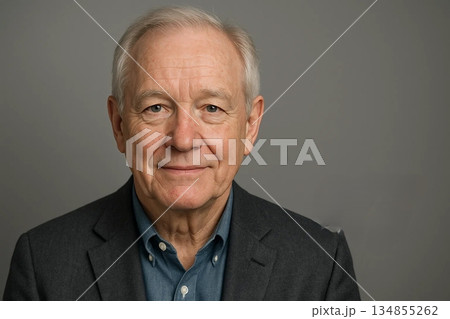 Portrait of Elderly Gray-Haired Man Realistic Lifestyle 134855262