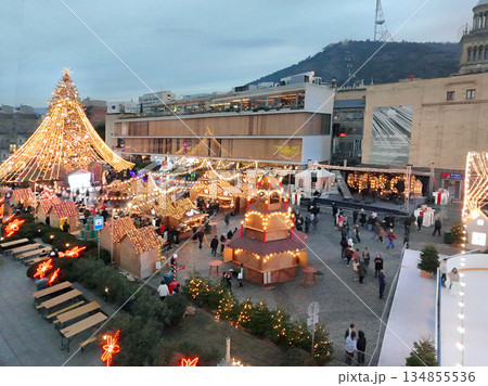 Christmas tree at Christmas market in Tbilisi 134855536