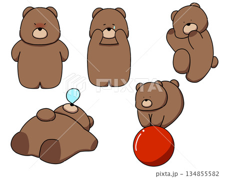 可愛い熊のイラスト5セット 134855582