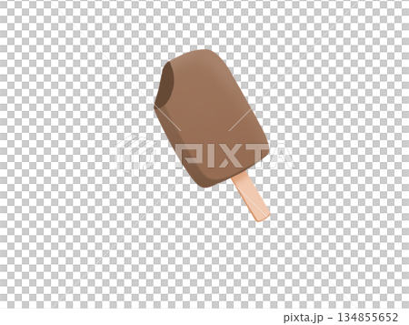 Half-eaten chocolate ice cream 134855652
