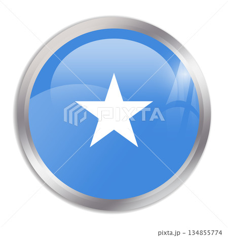 Somalia flag - glossy circle button in metal frame displays a colorful flag of a country cultural identity and heritage. The essence of national pride and unity. 134855774