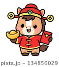 Chinese New Year Horse With Red Packet And Gold Ingot 134856029