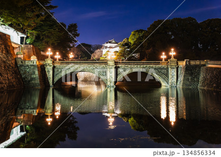 皇居　二重橋 / 正門石橋　年末年始ライトアップ 134856334