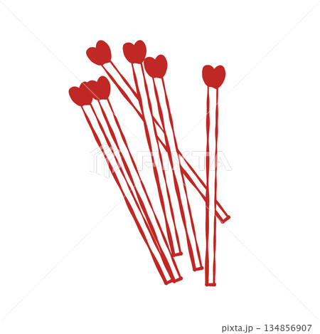 Matches of Love. Outline illustration of matches shaped like hearts. Vector romantic clip art for Valentines Day Matches of Love. Outline illustration of matches shaped like hearts. Vector romantic clip art for Valentines Day 134856907