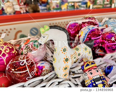 Bright Christmas Tree toys are hanging on the tree 134856968