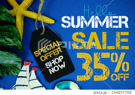 Summer Sale 35% Promotion Offer Discount Retail Shopping Concept Summer Sale 35% Promotion Offer Discount Retail Shopping Concept 134857708