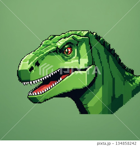 かわいいドット絵 ティラノサウルスさん ラインスタンプ風 かわいいドット絵 ティラノサウルスさん ラインスタンプ風 134858242