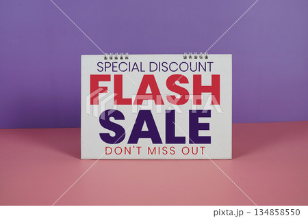 Flash Sale text Promotion and Marketing on purple and pink background 134858550