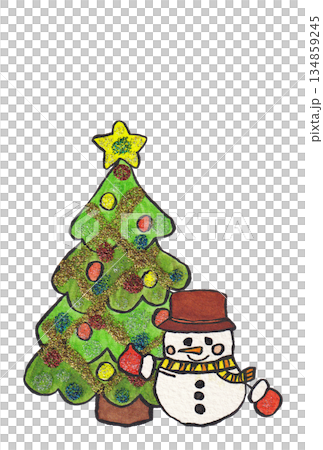 Hand-painted watercolor (picture letter) "Christmas card" with no text, one snowman 134859245