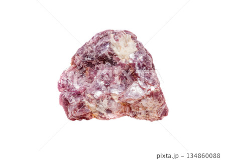 Lepidolite mineral stone in the rock a white background Lepidolite mineral stone in the rock a white background 134860088