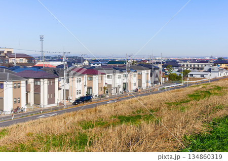 埼玉県三郷市江戸川サイクリングロード沿線の風景2025年12月 134860319