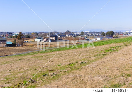 埼玉県杉戸町江戸川サイクリングロード沿線の風景2025年12月 134860515