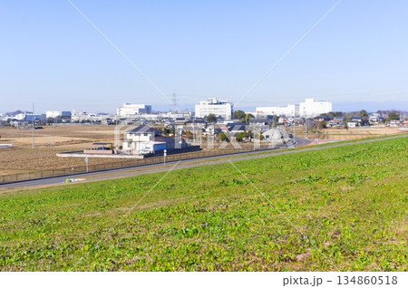 埼玉県杉戸町江戸川サイクリングロード沿線の風景2025年12月 134860518