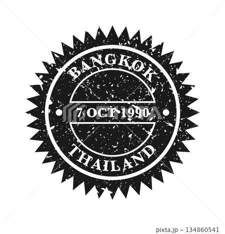 Post stamp, label or badge. Grunge imprint and postmark with text. Brown vintage circle postcard watermark. Used envelope design element. Vector illustration Post stamp, label or badge. Grunge imprint and postmark with text. Brown vintage circle postcard watermark. Used envelope design element. Vector illustration 134860541