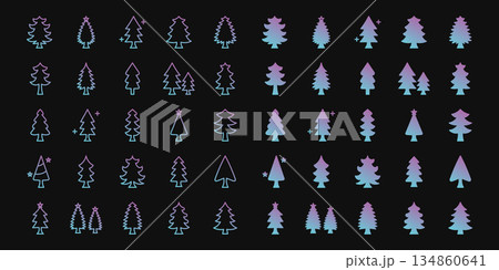 Christmas Trees Gradient Icon Bundle...のイラスト素材 [134860641] - PIXTA