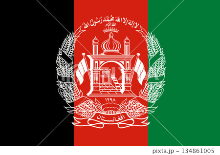 Flag of Afghanistan. Afghanistan flag on fabric surface. Afghan national flag 134861005