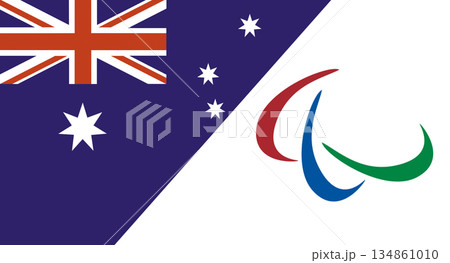 Flags of Australia and Paralympic Games. Paralympic symbols 134861010