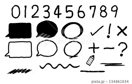 手描き数字と吹き出しの装飾アイコン素材 134861034