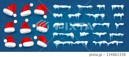 Christmas glowing lights. Festival garlands with colorful bulbs. Greeting card design element. New Year, winter holidays 134861336