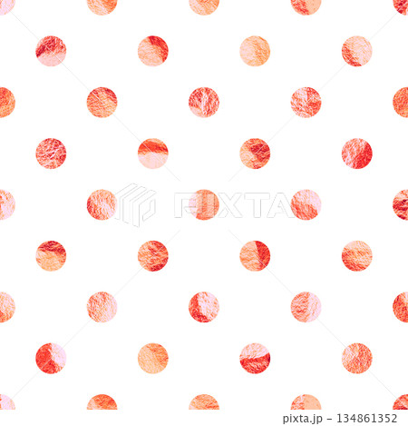 Rose gold foil seamless texture, shiny handmade circles. Golden glittering pattern. Shining hand drawn background. Wedding, greeting card decoration. Modern minimalist art. Vector illustration Rose gold foil seamless texture, shiny handmade circles. Golden glittering pattern. Shining hand drawn background. Wedding, greeting card decoration. Modern minimalist art. Vector illustration 134861352