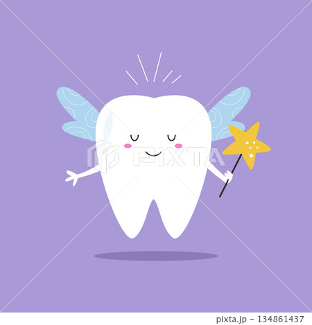 Magical Tooth Fairy Character with Wings and Wand Magical Tooth Fairy Character with Wings and Wand 134861437