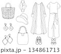 ナチュラルテイスト　ファッションアイテムイラスト一覧 134861713