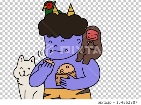 優しい青い鬼と動物たち 134862287