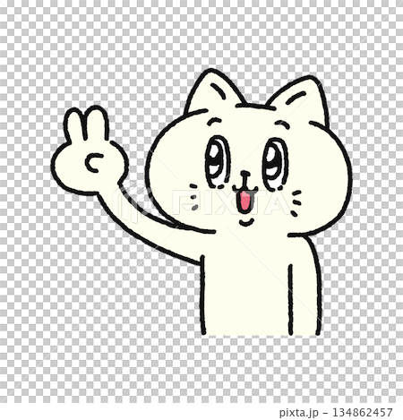 ピースするネコ ピースするネコ 134862457