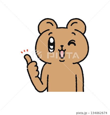 グッドサインするクマ 134862674