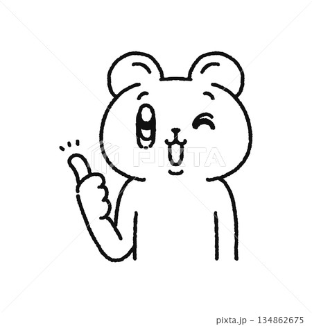 グッドサインするクマ 線画 グッドサインするクマ 線画 134862675