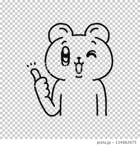 グッドサインするクマ 線画 グッドサインするクマ 線画 134862675