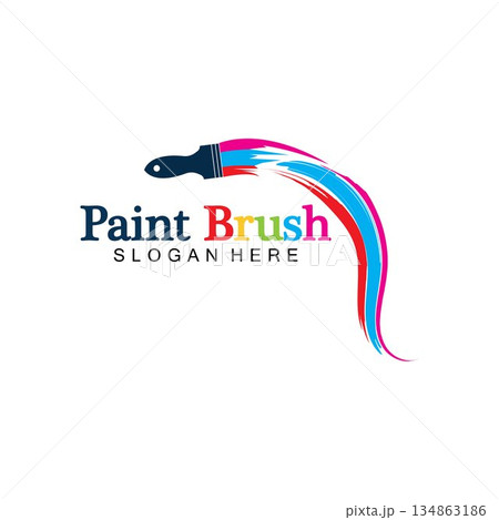 Abstract vector painting brush and colorful paint splash icon, emblem, logo design with color alternative and greyscale version. Editable EPS format design element, arts and crafts concept. Abstract vector painting brush and colorful paint splash icon, emblem, logo design with color alternative and greyscale version. Editable EPS format design element, arts and crafts concept. 134863186