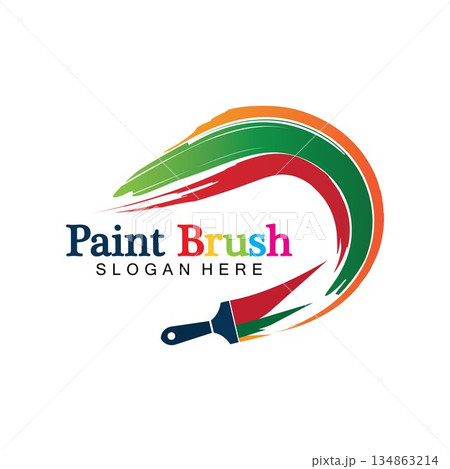 Abstract vector painting brush and colorful paint splash icon, emblem, logo design with color alternative and greyscale version. Editable EPS format design element, arts and crafts concept. Abstract vector painting brush and colorful paint splash icon, emblem, logo design with color alternative and greyscale version. Editable EPS format design element, arts and crafts concept. 134863214