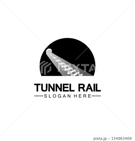 Rail with tunnel logo icon vector design template Rail with tunnel logo icon vector design template 134863409