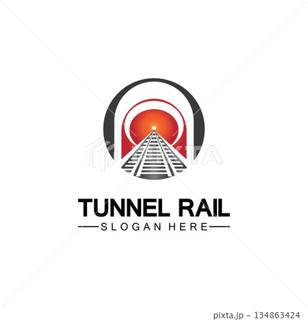 Rail with tunnel logo icon vector design template 134863424
