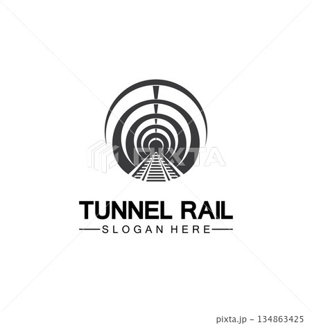 Rail with tunnel logo icon vector design template 134863425