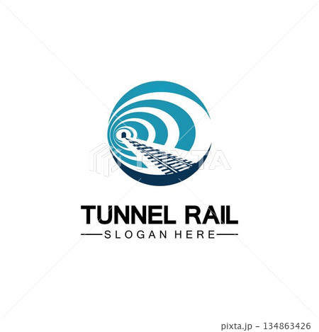 Rail with tunnel logo icon vector design template 134863426