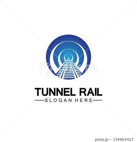 Rail with tunnel logo icon vector design template 134863427
