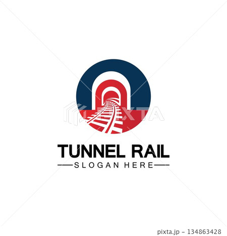 Rail with tunnel logo icon vector design template 134863428